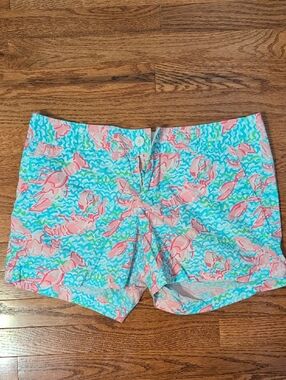 Lilly Pulitzer Pink Lobster Aqua Print Shorts